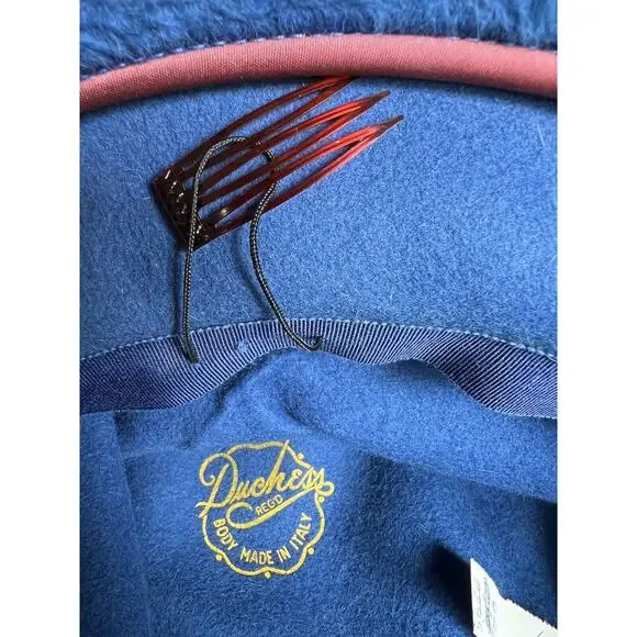 Vintage 1960s Italian Felt Blue Bucket Hat Duchess Styled by Coralie - Picture 6 of 10